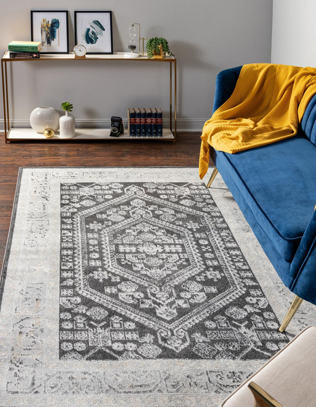 Charcoal 5' x 8' Aurelia Rectangle Area Rug 100% Polypropylene & Jute Backing Living Dining Room Bedroom Office Traditional Carpet for Sale at Rug Engine