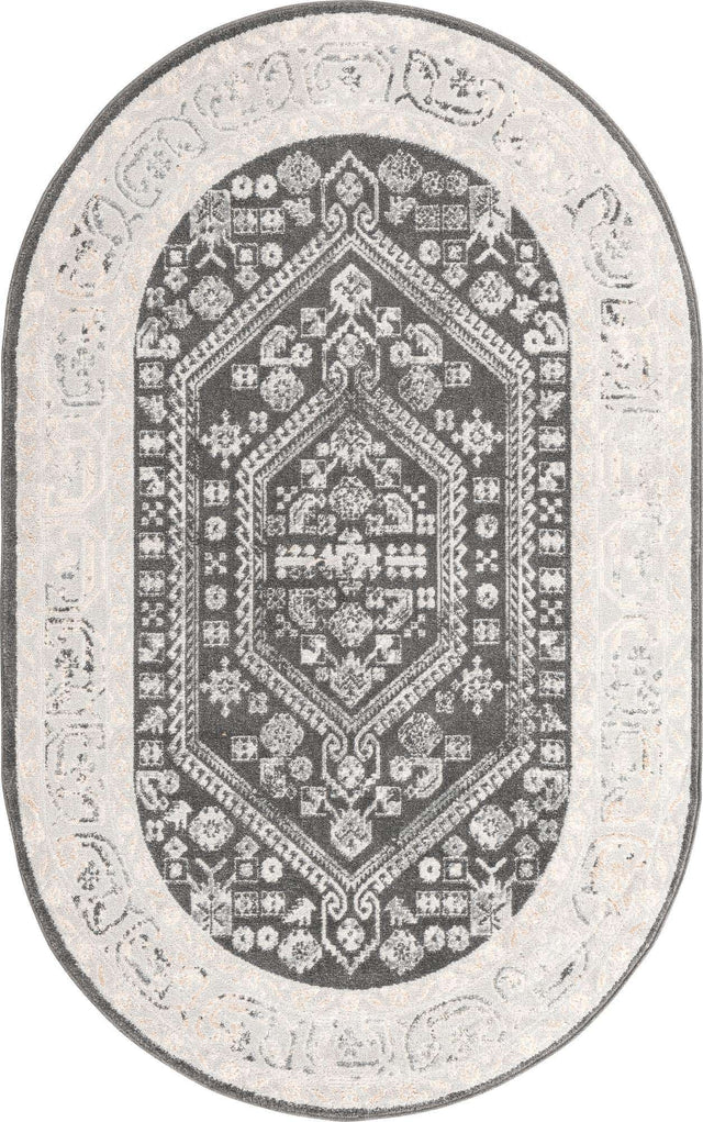Charcoal 5' x 8' Aurelia Oval Area Rug 100% Polypropylene & Jute Backing Living Dining Room Bedroom Office Traditional Carpet for Sale at Rug Engine