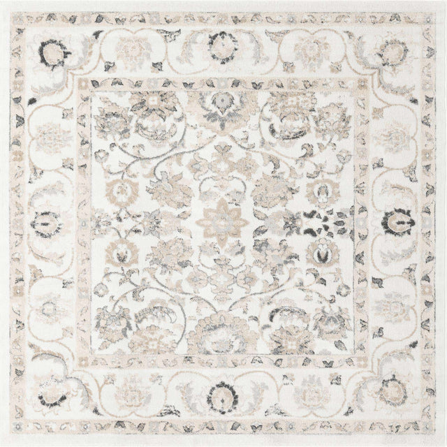 Ivory 7' 10 x 7' 10 Aurelia Square Area Rug 100% Polypropylene & Jute Backing Living Dining Room Bedroom Office Traditional Carpet for Sale at Rug Engine