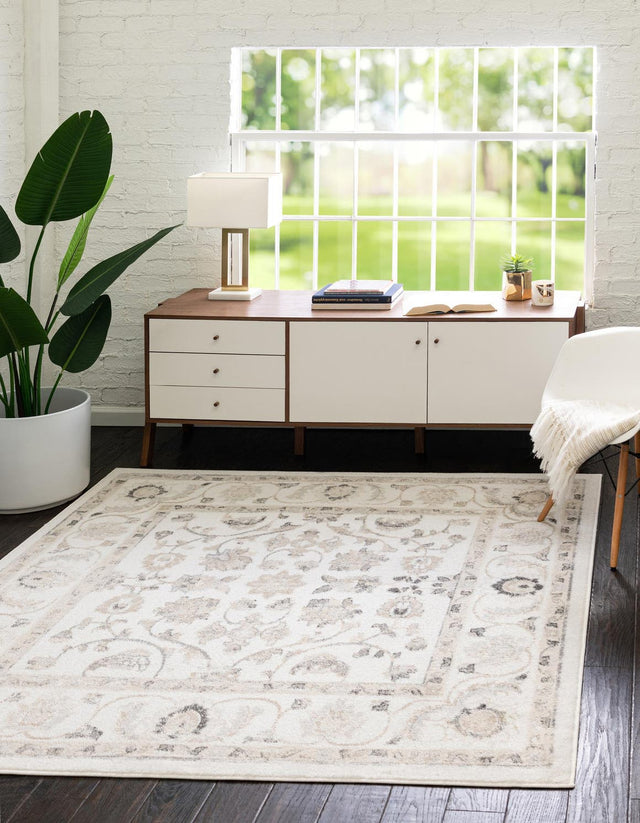 Ivory 4' x 4' Aurelia Square Area Rug 100% Polypropylene & Jute Backing Living Dining Room Bedroom Office Traditional Carpet for Sale at Rug Engine