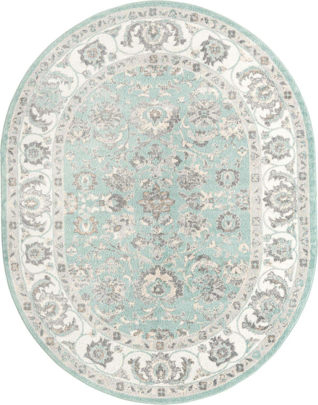 Aqua 7' 10 x 10' Aurelia Oval Area Rug 100% Polypropylene & Jute Backing Living Dining Room Bedroom Office Traditional Carpet for Sale at Rug Engine