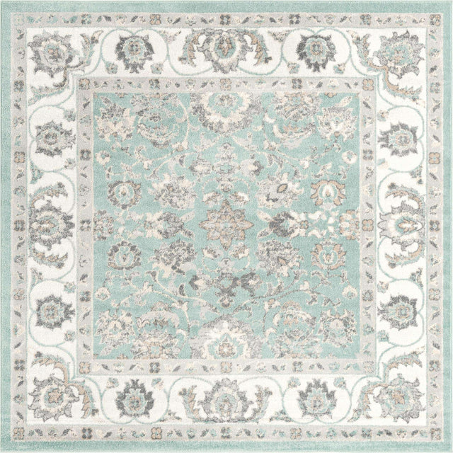 Aqua 7' 10 x 7' 10 Aurelia Square Area Rug 100% Polypropylene & Jute Backing Living Dining Room Bedroom Office Traditional Carpet for Sale at Rug Engine