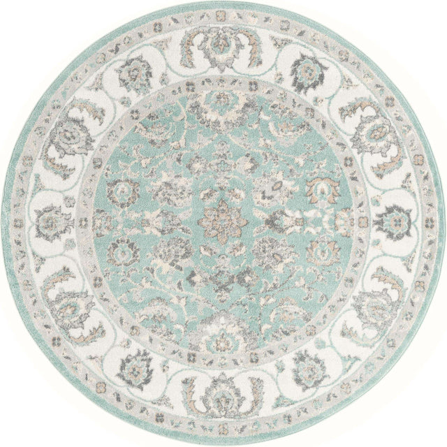 Aqua 7' x 7' Aurelia Round Area Rug 100% Polypropylene & Jute Backing Living Dining Room Bedroom Office Traditional Carpet for Sale at Rug Engine