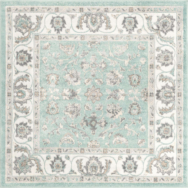 Aqua 6' x 6' Aurelia Square Area Rug 100% Polypropylene & Jute Backing Living Dining Room Bedroom Office Traditional Carpet for Sale at Rug Engine