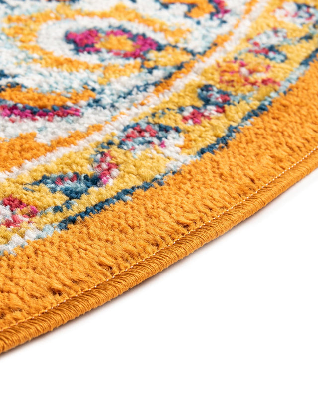 Orange 5' x 5' Aurelia Round Area Rug 100% Polypropylene & Jute Backing Living Dining Room Bedroom Office Traditional Carpet for Sale at Rug Engine