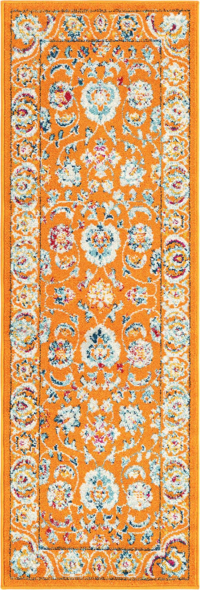 Orange 2' x 6' Aurelia Runner Area Rug 100% Polypropylene & Jute Backing Living Dining Room Bedroom Office Traditional Carpet for Sale at Rug Engine