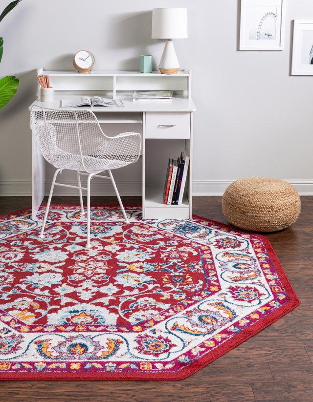 Magenta 7' x 7' Aurelia Octagon Area Rug 100% Polypropylene & Jute Backing Living Dining Room Bedroom Office Traditional Carpet for Sale at Rug Engine