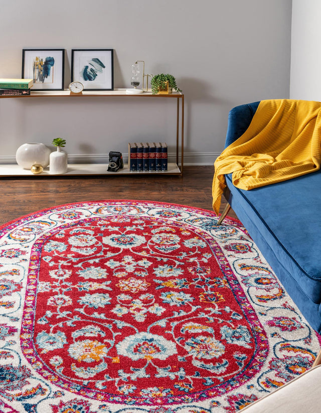 Magenta 5' x 8' Aurelia Oval Area Rug 100% Polypropylene & Jute Backing Living Dining Room Bedroom Office Traditional Carpet for Sale at Rug Engine