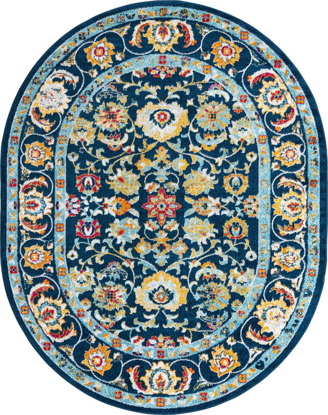 Navy Blue 7' 10 x 10' Aurelia Oval Area Rug 100% Polypropylene & Jute Backing Living Dining Room Bedroom Office Traditional Carpet for Sale at Rug Engine