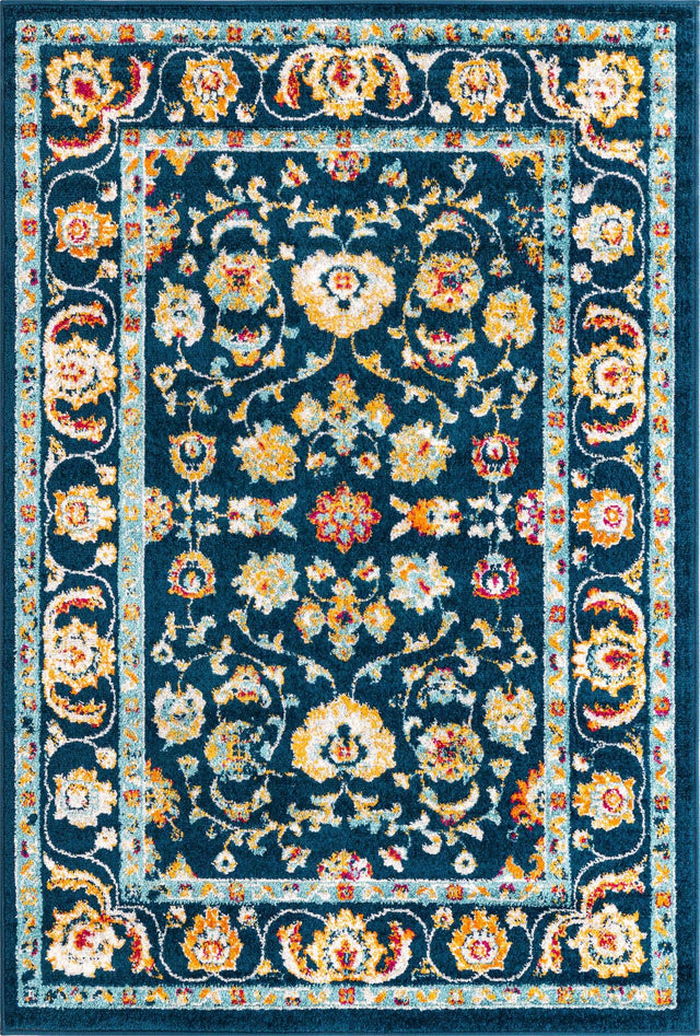 Navy Blue 4' x 6' Aurelia Rectangle Area Rug 100% Polypropylene & Jute Backing Living Dining Room Bedroom Office Traditional Carpet for Sale at Rug Engine