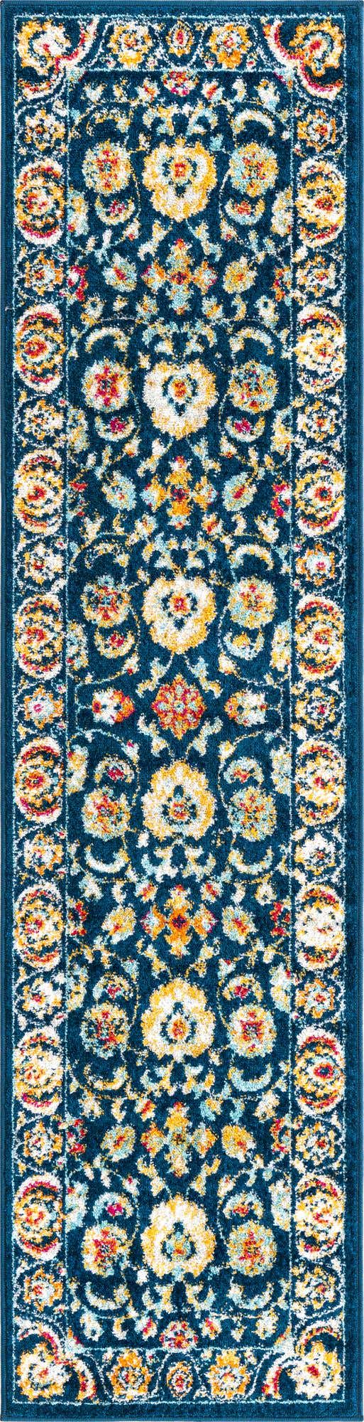 Navy Blue 2' x 8' Aurelia Runner Area Rug 100% Polypropylene & Jute Backing Living Dining Room Bedroom Office Traditional Carpet for Sale at Rug Engine