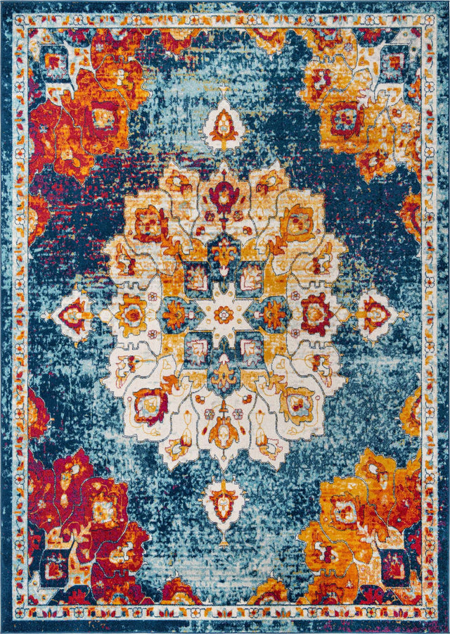 Multicolor 10' x 14' Parker Rectangle Area Rug Traditional Motif Classic Design Stain Resistant Carpet for Living, Dining, Bedrooms, Kitchen, Office for Sale at Rug Engine