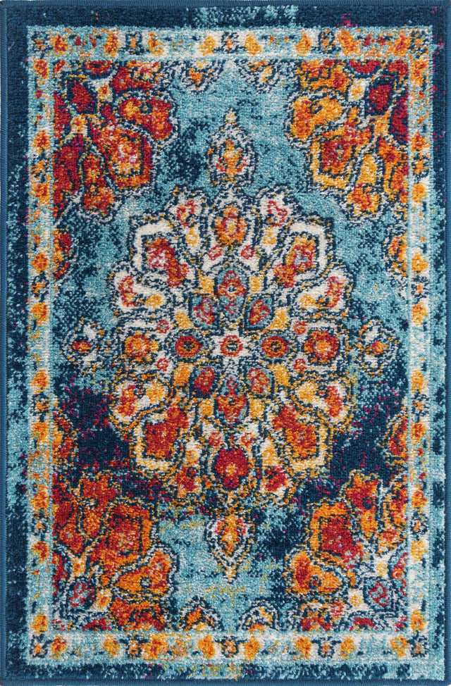 Multicolor 2' x 3' Parker Rectangle Area Rug Traditional Motif Classic Design Stain Resistant Carpet for Living, Dining, Bedrooms, Kitchen, Office for Sale at Rug Engine