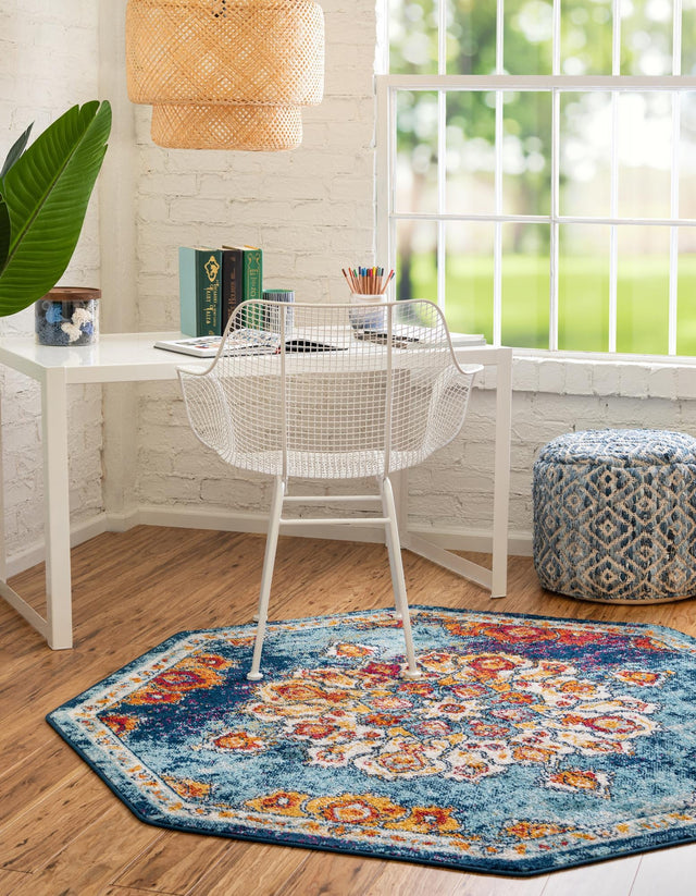Multicolor 7' 10 x 7' 10 Parker Octagon Area Rug Traditional Motif Classic Design Stain Resistant Carpet for Living, Dining, Bedrooms, Kitchen, Office for Sale at Rug Engine
