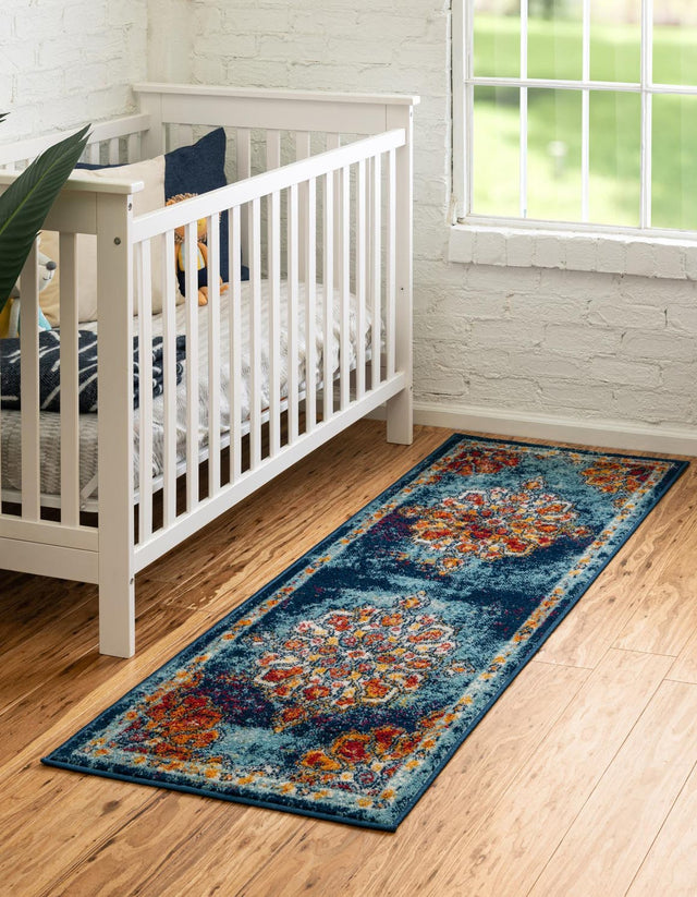 Multicolor 2' x 8' Parker Runner Area Rug Traditional Motif Classic Design Stain Resistant Carpet for Living, Dining, Bedrooms, Kitchen, Office for Sale at Rug Engine