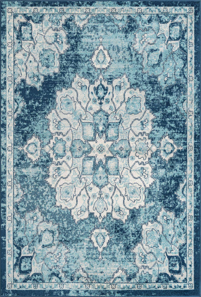 Navy Blue 6' x 9' Parker Rectangle Area Rug Traditional Motif Classic Design Stain Resistant Carpet for Living, Dining, Bedrooms, Kitchen, Office for Sale at Rug Engine