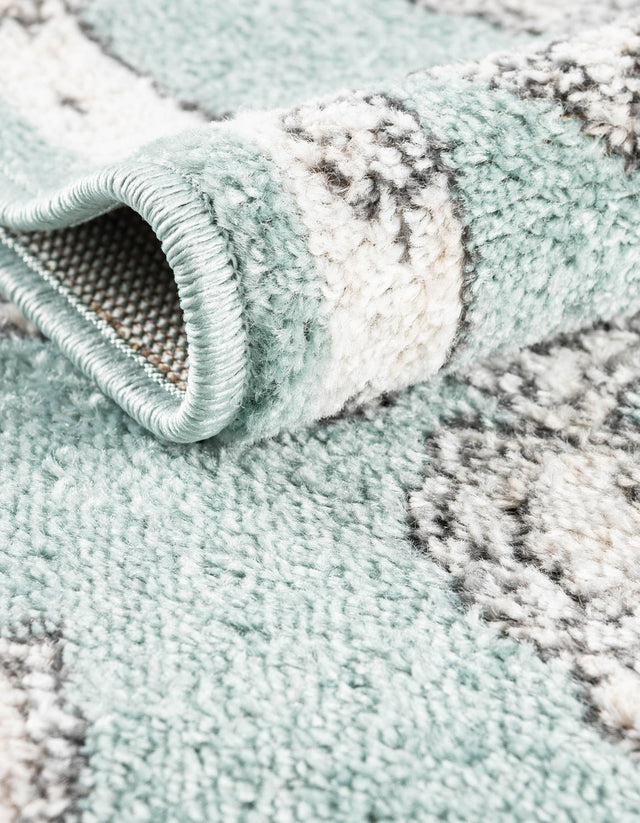 Aqua 5' x 5' Parker Round Area Rug Traditional Motif Classic Design Stain Resistant Carpet for Living, Dining, Bedrooms, Kitchen, Office for Sale at Rug Engine