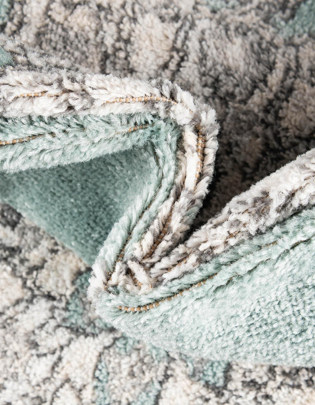 Aqua 7' 10 x 7' 10 Parker Round Area Rug Traditional Motif Classic Design Stain Resistant Carpet for Living, Dining, Bedrooms, Kitchen, Office for Sale at Rug Engine