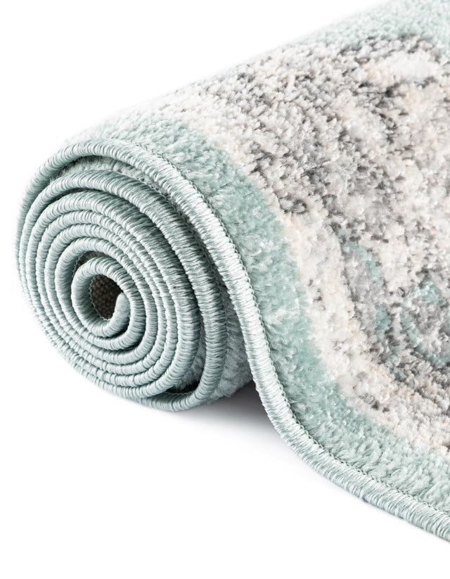 Aqua 5' x 5' Parker Octagon Area Rug Traditional Motif Classic Design Stain Resistant Carpet for Living, Dining, Bedrooms, Kitchen, Office for Sale at Rug Engine