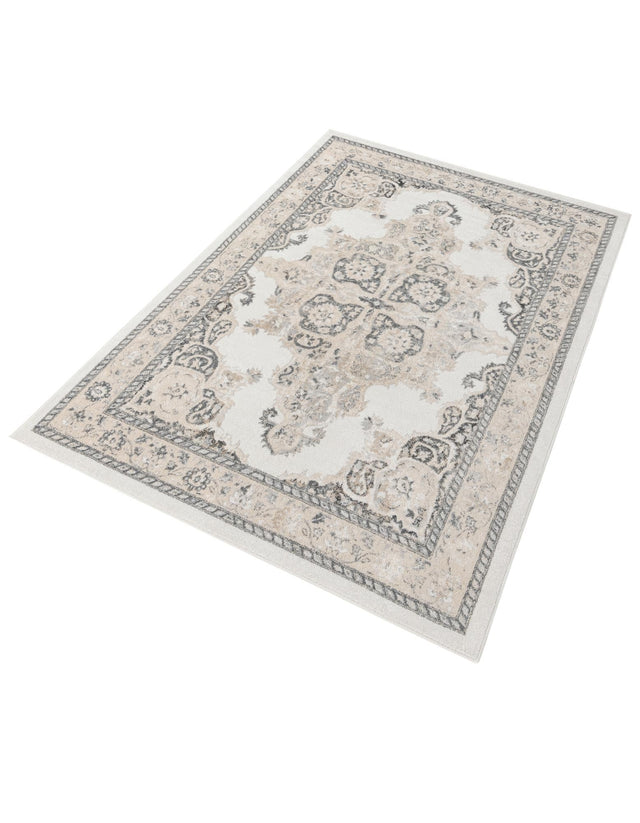Ivory 7' x 10' Parker Rectangle Area Rug Traditional Motif Classic Design Stain Resistant Carpet for Living, Dining, Bedrooms, Kitchen, Office for Sale at Rug Engine