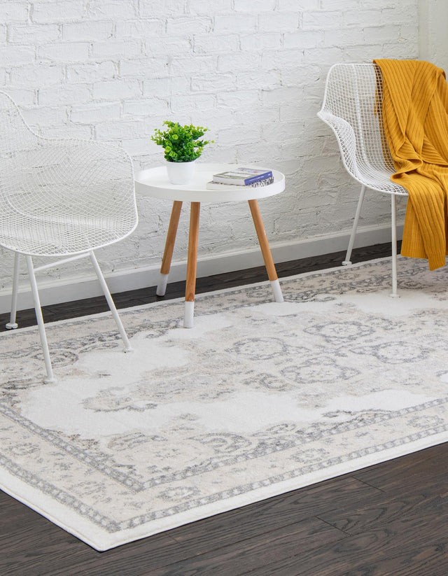 Ivory 2' x 3' Parker Rectangle Area Rug Traditional Motif Classic Design Stain Resistant Carpet for Living, Dining, Bedrooms, Kitchen, Office for Sale at Rug Engine