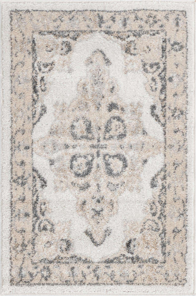 Ivory 2' x 3' Parker Rectangle Area Rug Traditional Motif Classic Design Stain Resistant Carpet for Living, Dining, Bedrooms, Kitchen, Office for Sale at Rug Engine