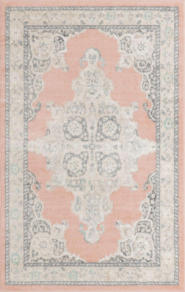 Rose 5' x 8' Parker Rectangle Area Rug Traditional Motif Classic Design Stain Resistant Carpet for Living, Dining, Bedrooms, Kitchen, Office for Sale at Rug Engine