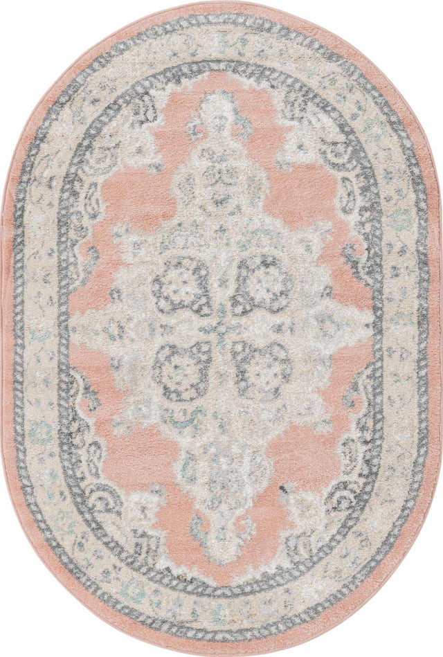 Rose 4' x 6' Parker Oval Area Rug Traditional Motif Classic Design Stain Resistant Carpet for Living, Dining, Bedrooms, Kitchen, Office for Sale at Rug Engine