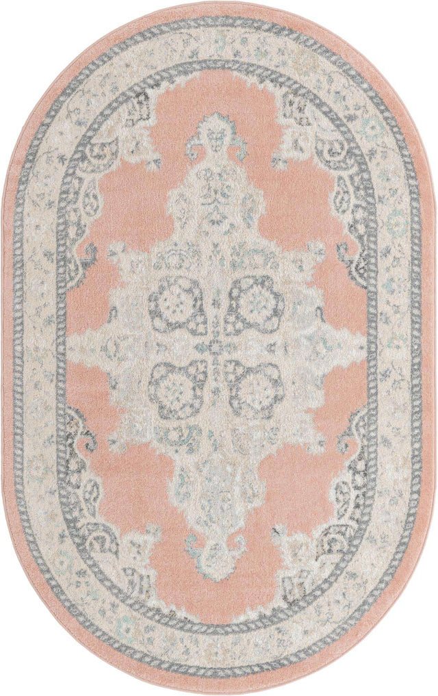 Rose 5' x 8' Parker Oval Area Rug Traditional Motif Classic Design Stain Resistant Carpet for Living, Dining, Bedrooms, Kitchen, Office for Sale at Rug Engine