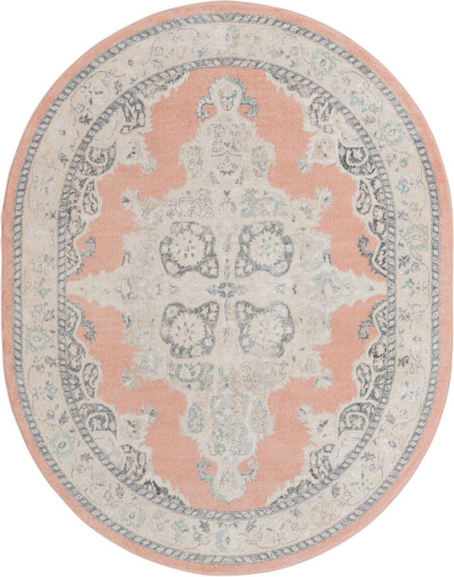 Rose 7' 10 x 10' Parker Oval Area Rug Traditional Motif Classic Design Stain Resistant Carpet for Living, Dining, Bedrooms, Kitchen, Office for Sale at Rug Engine