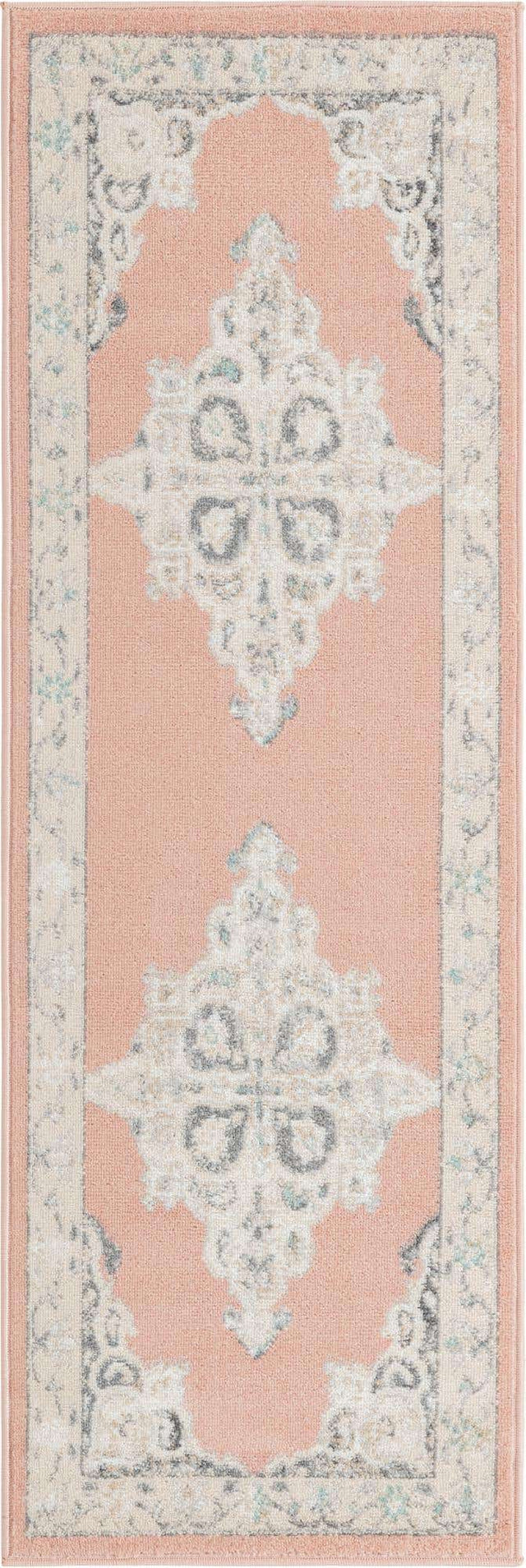 Rose 2' x 6' Parker Runner Area Rug Traditional Motif Classic Design Stain Resistant Carpet for Living, Dining, Bedrooms, Kitchen, Office for Sale at Rug Engine