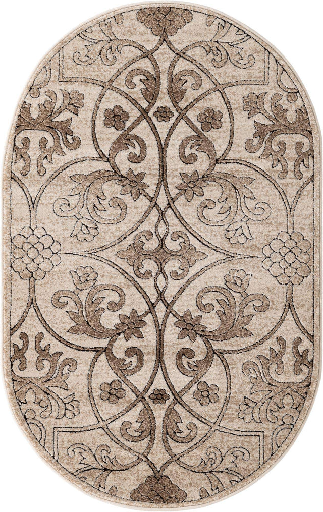 Dark Beige 3' 3 x 5' 3 Rushmore Oval Area Rug 55% Polypropylene & 45% Polyester Durable Quality Carpet for Indoor Home Decorating for Sale at Rug Engine