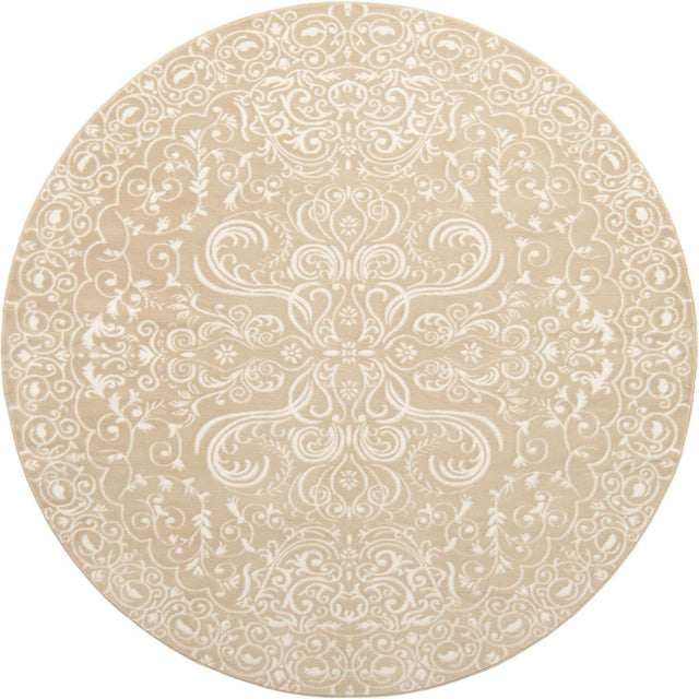 Beige 7' 10 x 7' 10 Rushmore Round Area Rug 55% Polypropylene & 45% Polyester Durable Quality Carpet for Indoor Home Decorating for Sale at Rug Engine