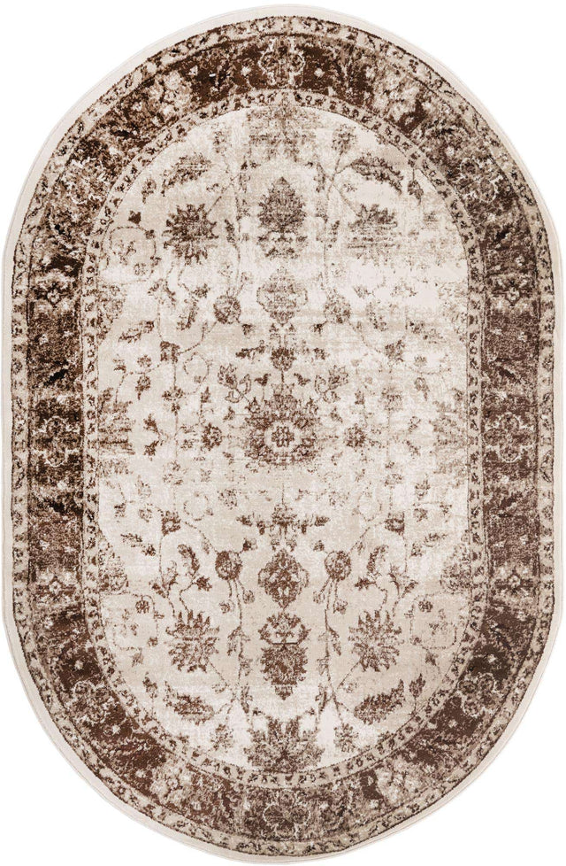 Cream 5' 3 x 8' Rushmore Oval Area Rug 55% Polypropylene & 45% Polyester Durable Quality Carpet for Indoor Home Decorating for Sale at Rug Engine