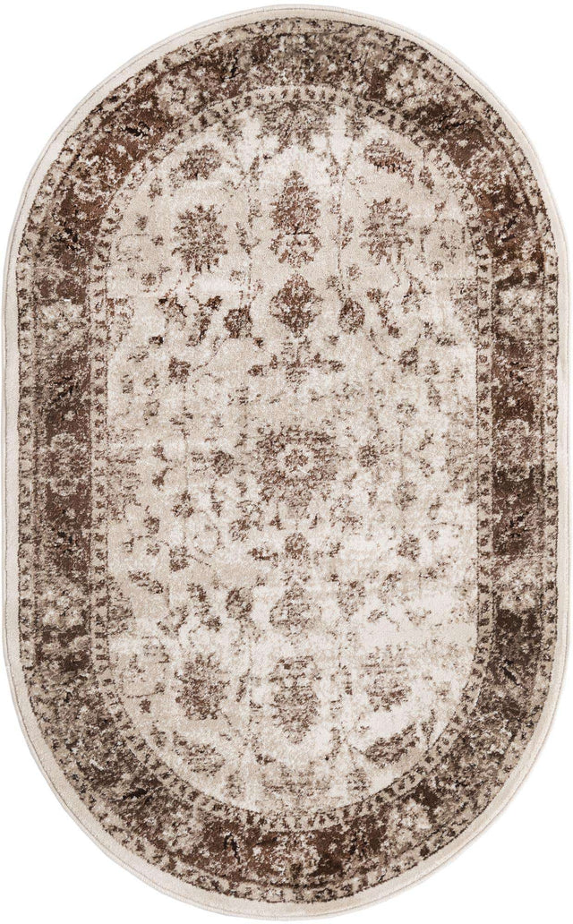 Cream 3' 3 x 5' 3 Rushmore Oval Area Rug 55% Polypropylene & 45% Polyester Durable Quality Carpet for Indoor Home Decorating for Sale at Rug Engine