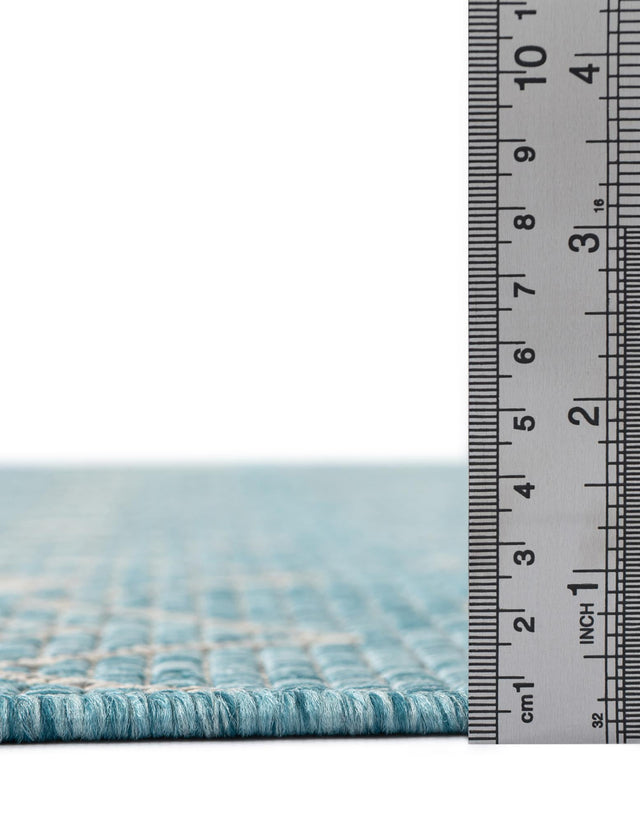 Aqua 7' 10 x 7' 10 Outdoor Trellis Octagon Area Rug Weather Resistant for Patio, Deck, Terrace, Balcony, Porch Geometric Design Water Safe Outside Carpet for Sale at Rug Engine