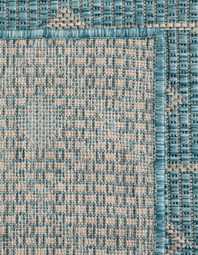 Aqua 7' 10 x 7' 10 Outdoor Trellis Octagon Area Rug Weather Resistant for Patio, Deck, Terrace, Balcony, Porch Geometric Design Water Safe Outside Carpet for Sale at Rug Engine