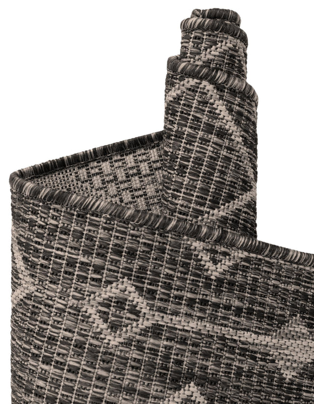 Charcoal Gray 13' 1 x 13' 1 Outdoor Trellis Square Area Rug Weather Resistant for Patio, Deck, Terrace, Balcony, Porch Geometric Design Water Safe Outside Carpet for Sale at Rug Engine