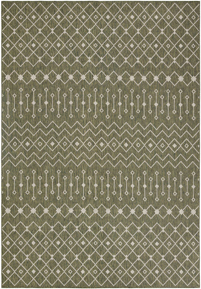 Green 10' x 14' 1 Outdoor Trellis Rectangle Area Rug Weather Resistant for Patio, Deck, Terrace, Balcony, Porch Geometric Design Water Safe Outside Carpet for Sale at Rug Engine