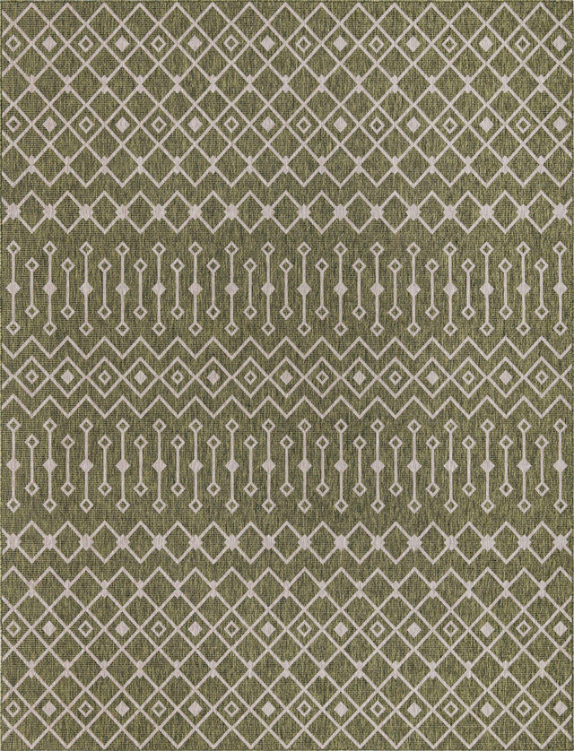 Green 10' x 13' 1 Outdoor Trellis Rectangle Area Rug Weather Resistant for Patio, Deck, Terrace, Balcony, Porch Geometric Design Water Safe Outside Carpet for Sale at Rug Engine