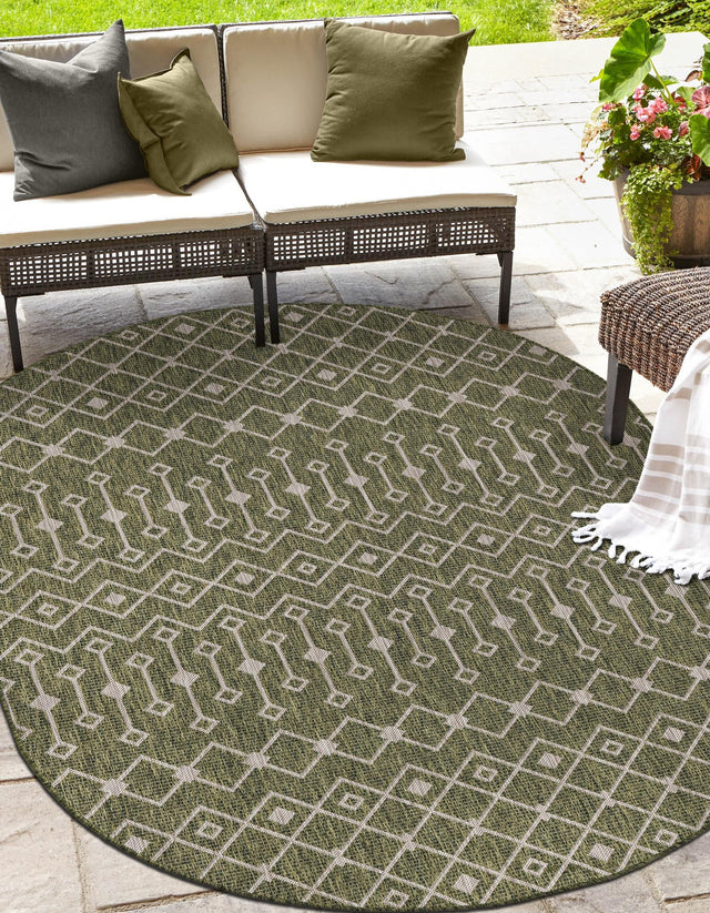 Green 3' 1 x 5' 3 Outdoor Trellis Oval Area Rug Weather Resistant for Patio, Deck, Terrace, Balcony, Porch Geometric Design Water Safe Outside Carpet for Sale at Rug Engine