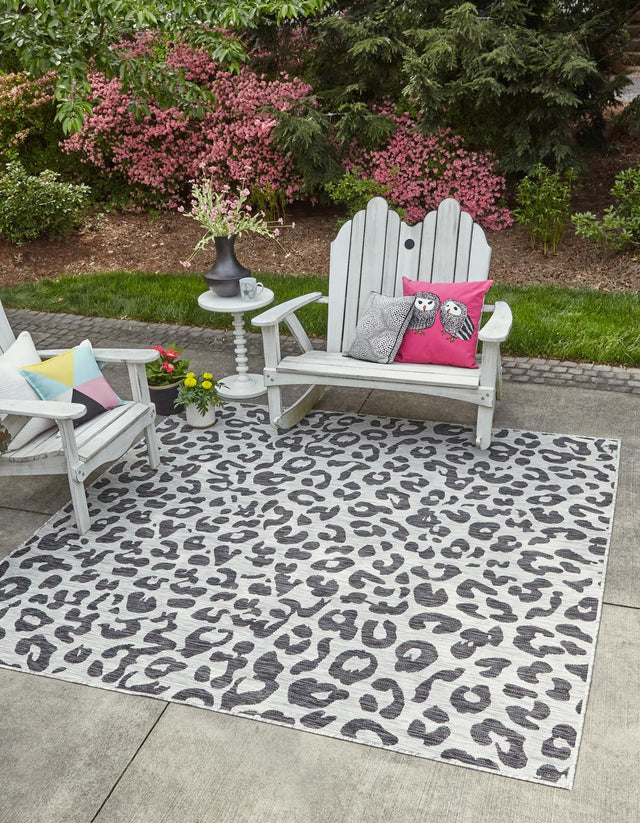 Light Gray 5' 3 x 5' 3 Outdoor Safari Square Area Rug Weather Resistant for Patio, Deck, Terrace, Balcony, Porch Animal Print Wildlife Nature Carpet for Sale at Rug Engine