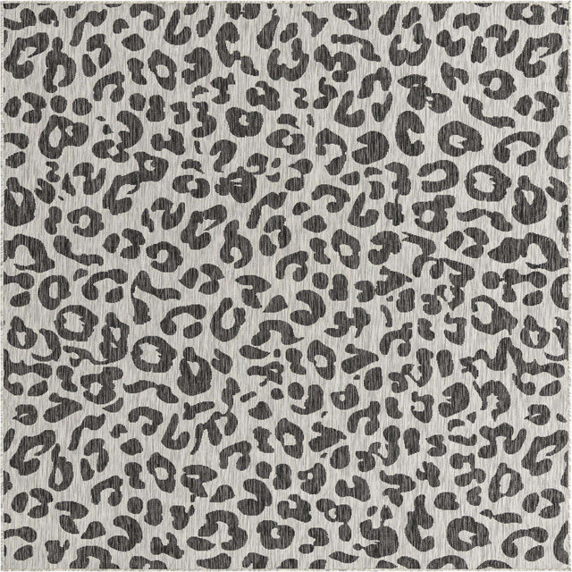 Light Gray 7' 10 x 7' 10 Outdoor Safari Square Area Rug Weather Resistant for Patio, Deck, Terrace, Balcony, Porch Animal Print Wildlife Nature Carpet for Sale at Rug Engine