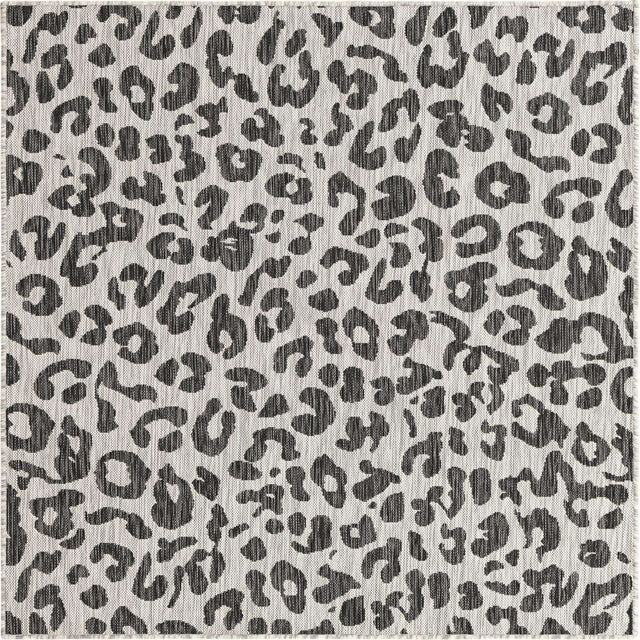 Light Gray 5' 3 x 5' 3 Outdoor Safari Square Area Rug Weather Resistant for Patio, Deck, Terrace, Balcony, Porch Animal Print Wildlife Nature Carpet for Sale at Rug Engine