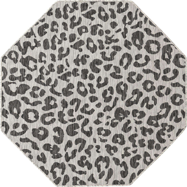 Light Gray 5' 3 x 5' 3 Outdoor Safari Octagon Area Rug Weather Resistant for Patio, Deck, Terrace, Balcony, Porch Animal Print Wildlife Nature Carpet for Sale at Rug Engine