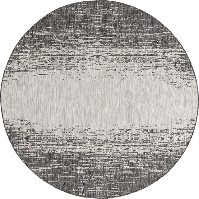 Charcoal Gray 7' 10 x 7' 10 Outdoor Modern Round Area Rug Weather Resistant for Patio, Deck, Terrace, Balcony, Porch 100% Polypropylene Modern Outside Carpet for Sale at Rug Engine
