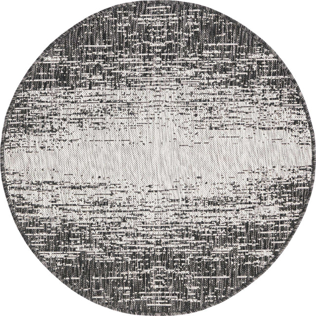 Charcoal Gray 3' 1 x 3' 1 Outdoor Modern Round Area Rug Weather Resistant for Patio, Deck, Terrace, Balcony, Porch 100% Polypropylene Modern Outside Carpet for Sale at Rug Engine