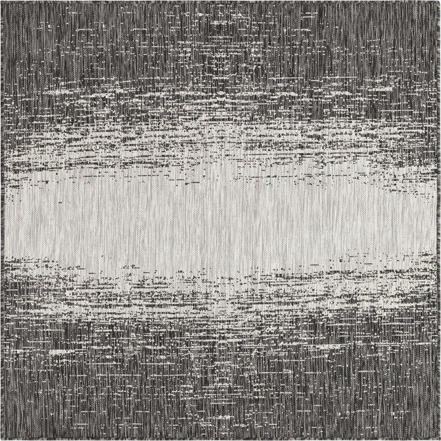 Charcoal Gray 5' 3 x 5' 3 Outdoor Modern Square Area Rug Weather Resistant for Patio, Deck, Terrace, Balcony, Porch 100% Polypropylene Modern Outside Carpet for Sale at Rug Engine