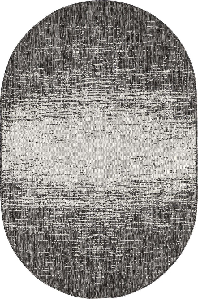 Charcoal Gray 5' 3 x 8' Outdoor Modern Oval Area Rug Weather Resistant for Patio, Deck, Terrace, Balcony, Porch 100% Polypropylene Modern Outside Carpet for Sale at Rug Engine