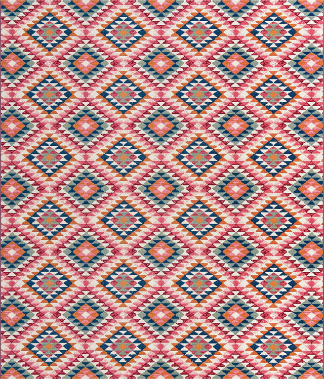 Multicolor 10' x 12' Outdoor Southwestern Rectangle Area Rug Weather Resistant for Patio, Deck, Terrace, Balcony, Porch 100% Polypropylene Rustic Waterproof Carpet for Sale at Rug Engine